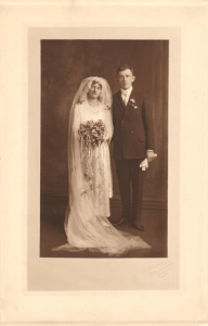 Wedding portrait of Efraim and his wife, Esther.